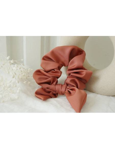 scrunchie bow Bride Satin Rose Terracotta