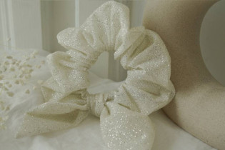 scrunchie bow Princess Glitter White