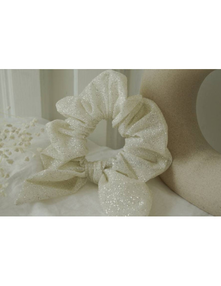 Chouchou Noeud Princess Pailleté Blanc