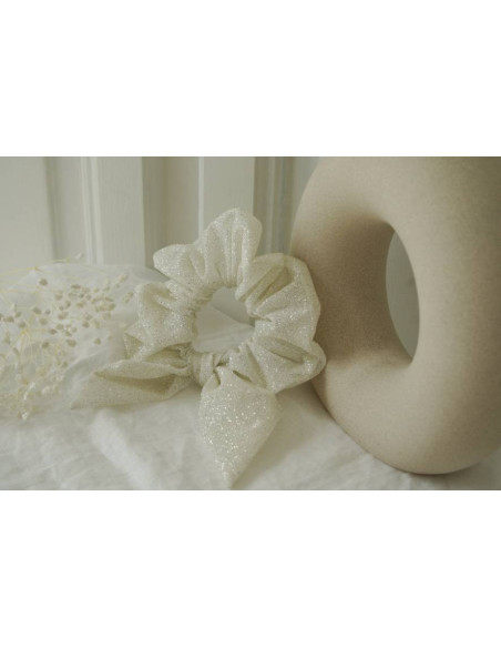 Chouchou Noeud Princess Pailleté Blanc