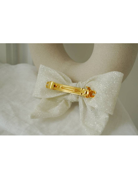 hair clip bow Soulmate Glitter White