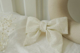 hair clip bow Soulmate Glitter White