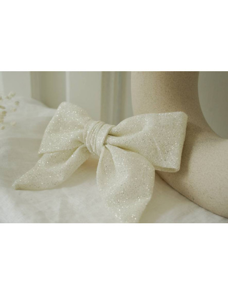 hair clip bow Soulmate Glitter White