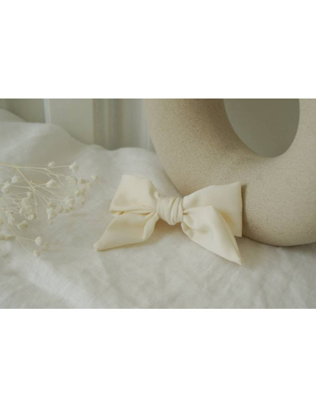 Barrette Noeud Enfant Honey Satin Écru