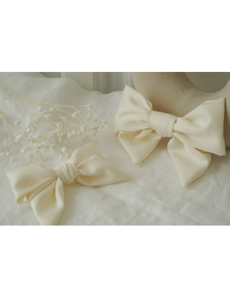 Barrette Noeud Enfant Honey Satin Écru