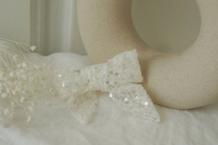 hair clip bow kids Babe Sequins Blancs