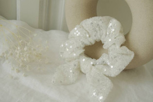 scrunchie bow Queen Sequins Blancs