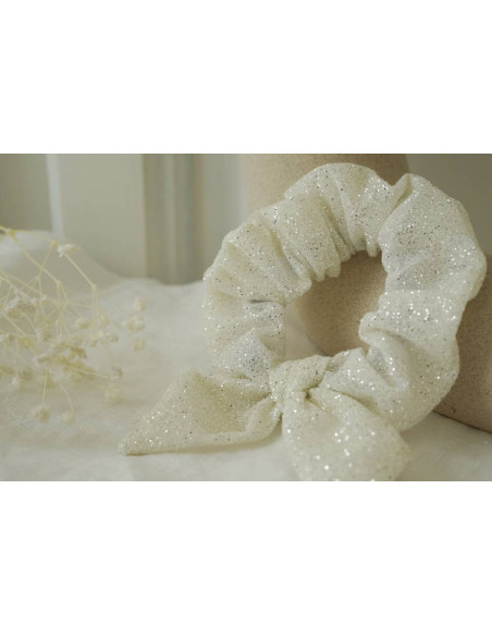 Chouchou Noeud Enfant Lova Pailleté Blanc