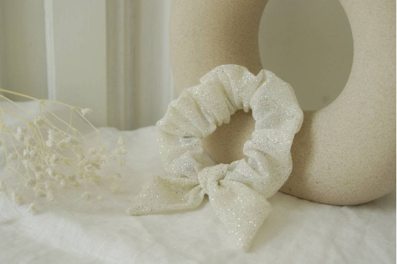 Chouchou Noeud Enfant Lova Pailleté Blanc
