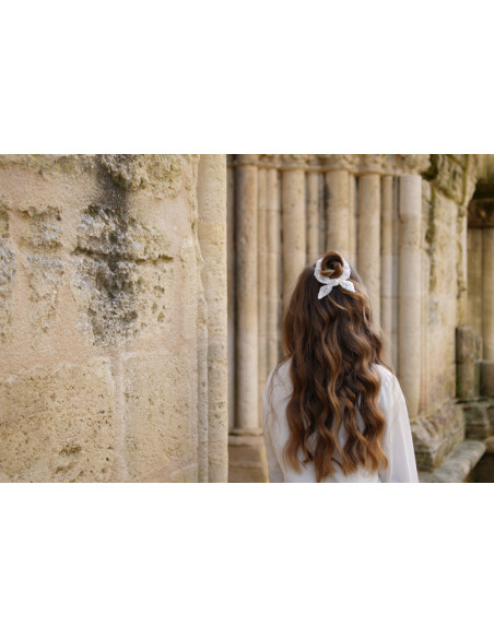 scrunchie bow kids Heart Sequins Blancs