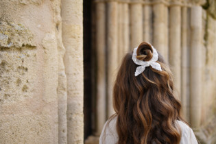 scrunchie bow kids Heart Sequins Blancs 2