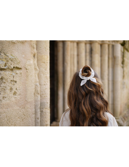 scrunchie bow kids Heart Sequins Blancs