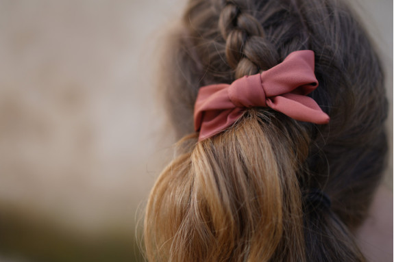 Barrette Noeud Enfant Honey Satin Rose Terracotta