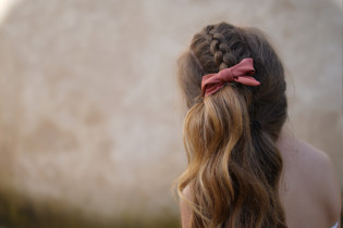 hair clip bow kids Honey Satin Rose Terracotta 2