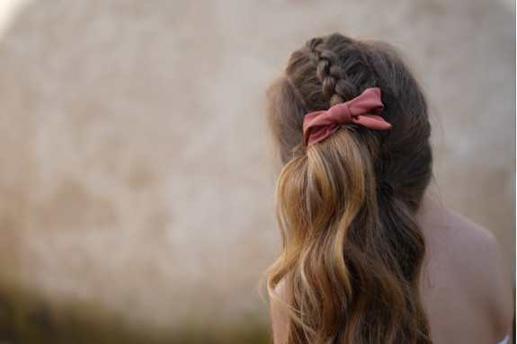 Barrette Noeud Enfant Honey Satin Rose Terracotta