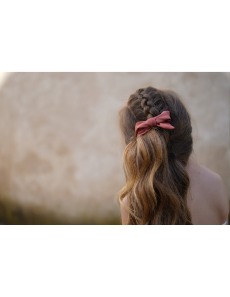 Barrette Noeud Enfant Honey Satin Rose Terracotta