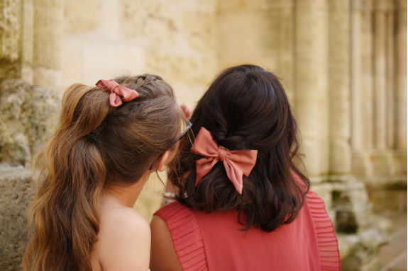 Barrette Noeud Enfant Honey Satin Rose Terracotta