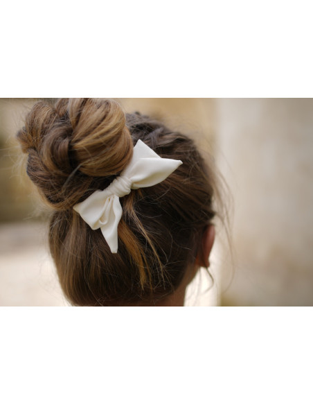 Barrette Noeud Enfant Honey Satin Écru