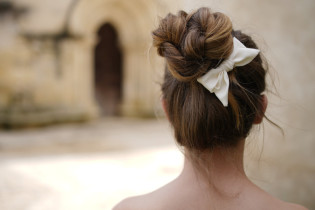 hair clip bow kids Honey Satin Ecru 2