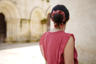 scrunchie bow Bride Satin Rose Terracotta 2