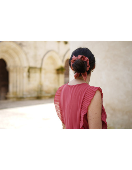 scrunchie bow Bride Satin Rose Terracotta