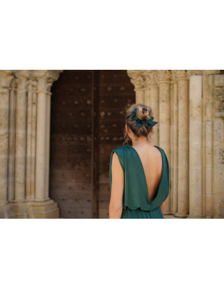scrunchie bow Bridle Satin Emerald Green