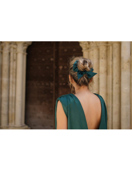 scrunchie bow Bridle Satin Emerald Green