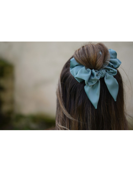 scrunchie bow Bride Satin Vert Sauge