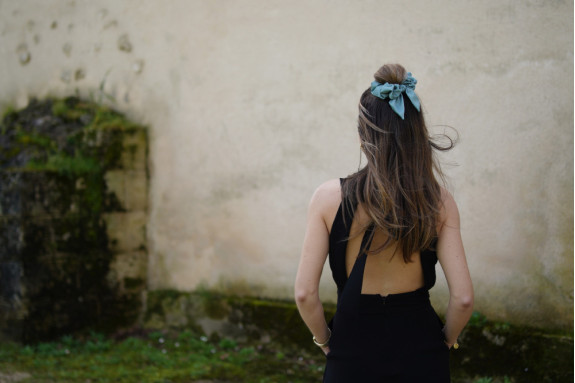 Chouchou Noeud Bride Satin Vert Sauge