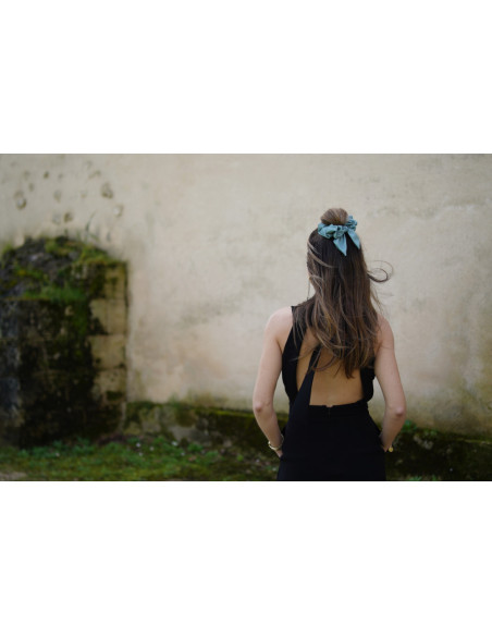 scrunchie bow Bride Satin Vert Sauge