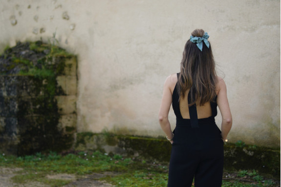 Chouchou Noeud Bride Satin Vert Sauge