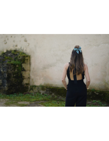 scrunchie bow Bride Satin Vert Sauge