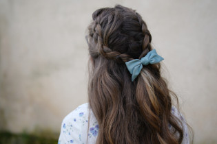 hair clip bow kids Honey Satin Vert Sauge 2