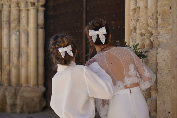 Barrette Noeud Enfant Babe Sequins Blancs