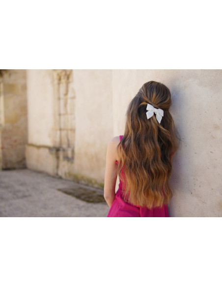 Barrette Noeud Enfant Pretty Pailleté Blanc