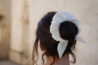 scrunchie bow Princess Glitter White 2