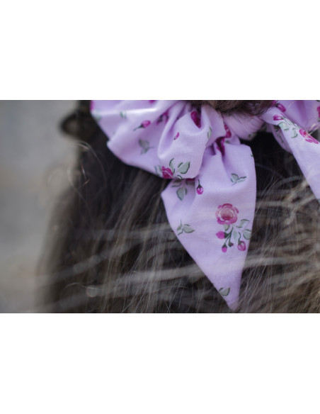 scrunchie bow Prima Pink Floral Print