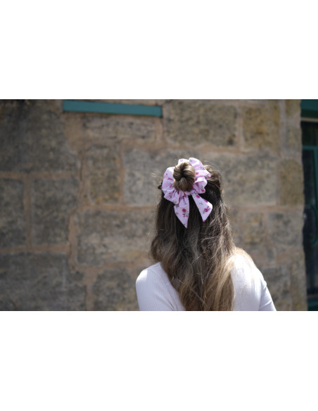 scrunchie bow Prima Pink Floral Print