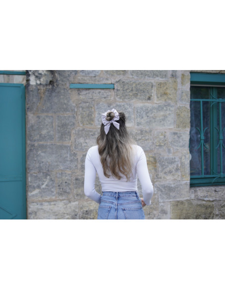 scrunchie bow Romane Beige Striped White