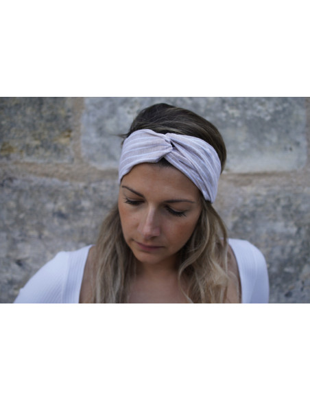 headband Romane Beige Striped White