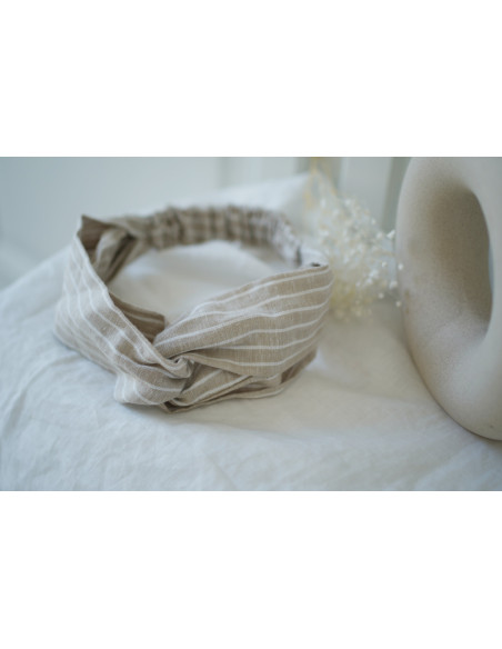 headband Romane Beige Striped White