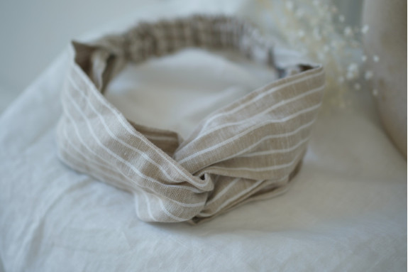 headband Romane Beige Striped White