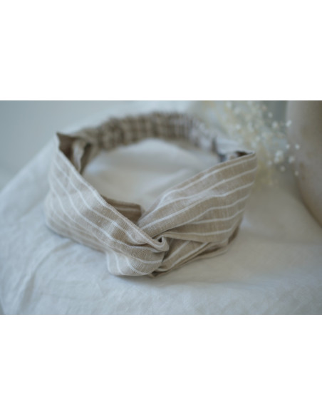 headband Romane Beige Striped White