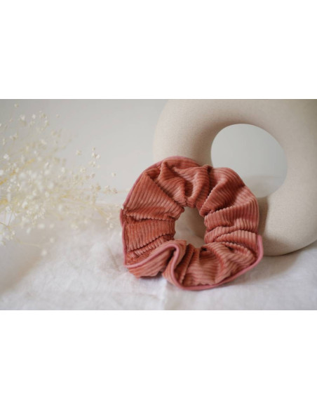 Chouchou Gaby Velours Côtelé Rose Ancien