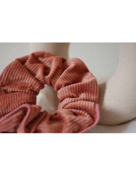 Chouchou Gaby Velours Côtelé Rose Ancien