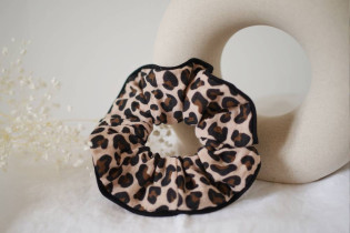 Brown Leopard Print Scrunchie