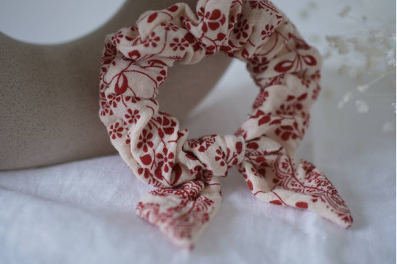 Chouchou Noeud Enfant Margot Nude et Terracotta