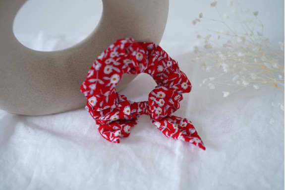 scrunchie bow kids Mia Fleuri Rouge et Blanc