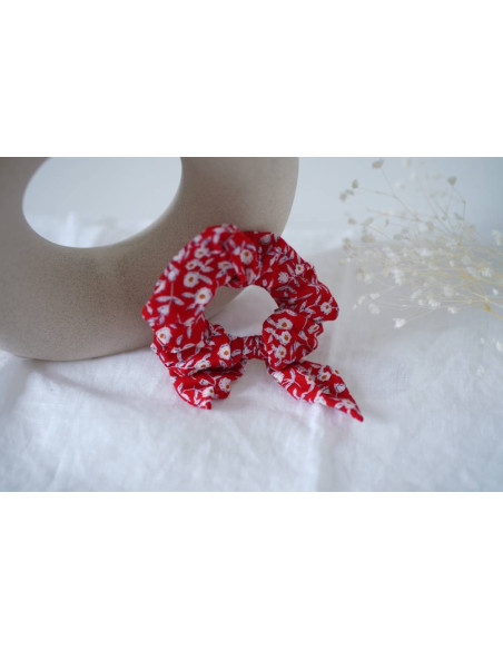 Chouchou Noeud Enfant Mia Fleuri Rouge et Blanc