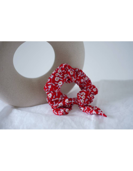 Chouchou Noeud Enfant Mia Fleuri Rouge et Blanc
